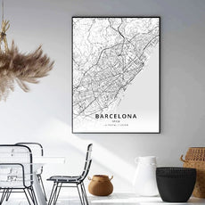 affiche carte barcelone