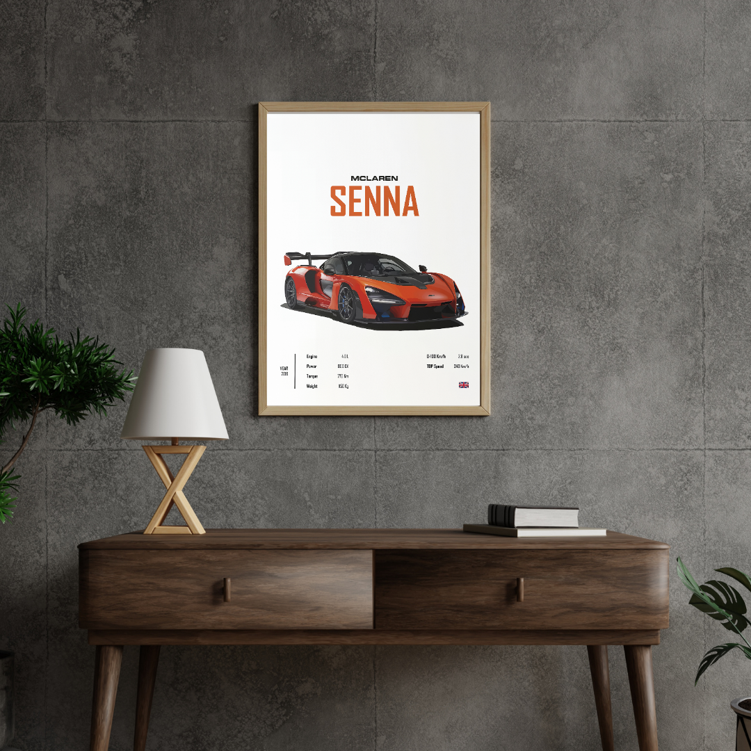 affiche voitures de sport senna