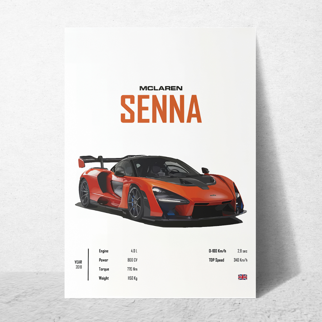 affiche voitures de sport senna