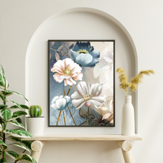 affiche de fleurs abstraites bleues