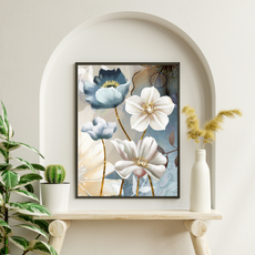 affiche de fleurs abstraites bleues