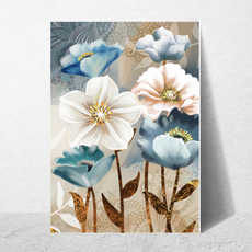 affiche de fleurs abstraites bleues