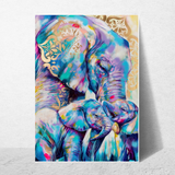 affiche éléphants colorés