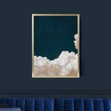 affiche nuages sur fond bleu foncé