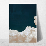 affiche nuages sur fond bleu foncé