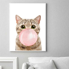 affiches chat avec bulle de chewing-gum