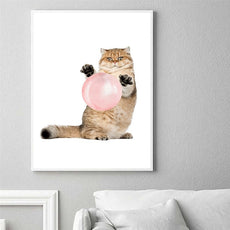 affiche chat avec bulle de chewing-gum